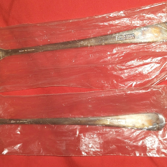 QUEEN ANNE SILVER PLATED ENGLAND SIGNED 2 Piece Set Large Fork & Spoon - Picture 7 of 16